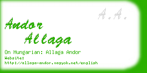 andor allaga business card